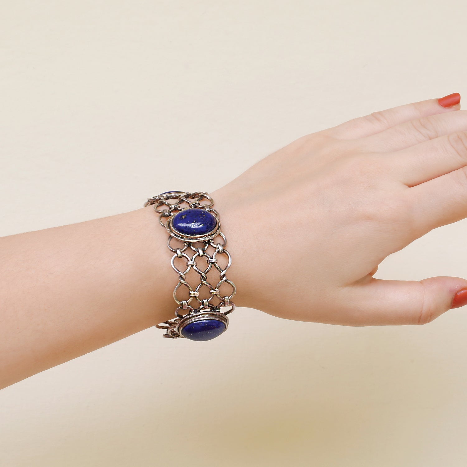 Bewitching net shaped silver cuff