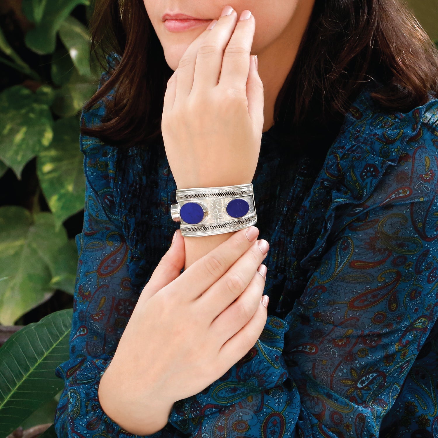 Aamna Lapis/Onyx Silver 925 Bangle
