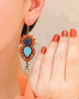 Lucy coral lapis turquoise earrings