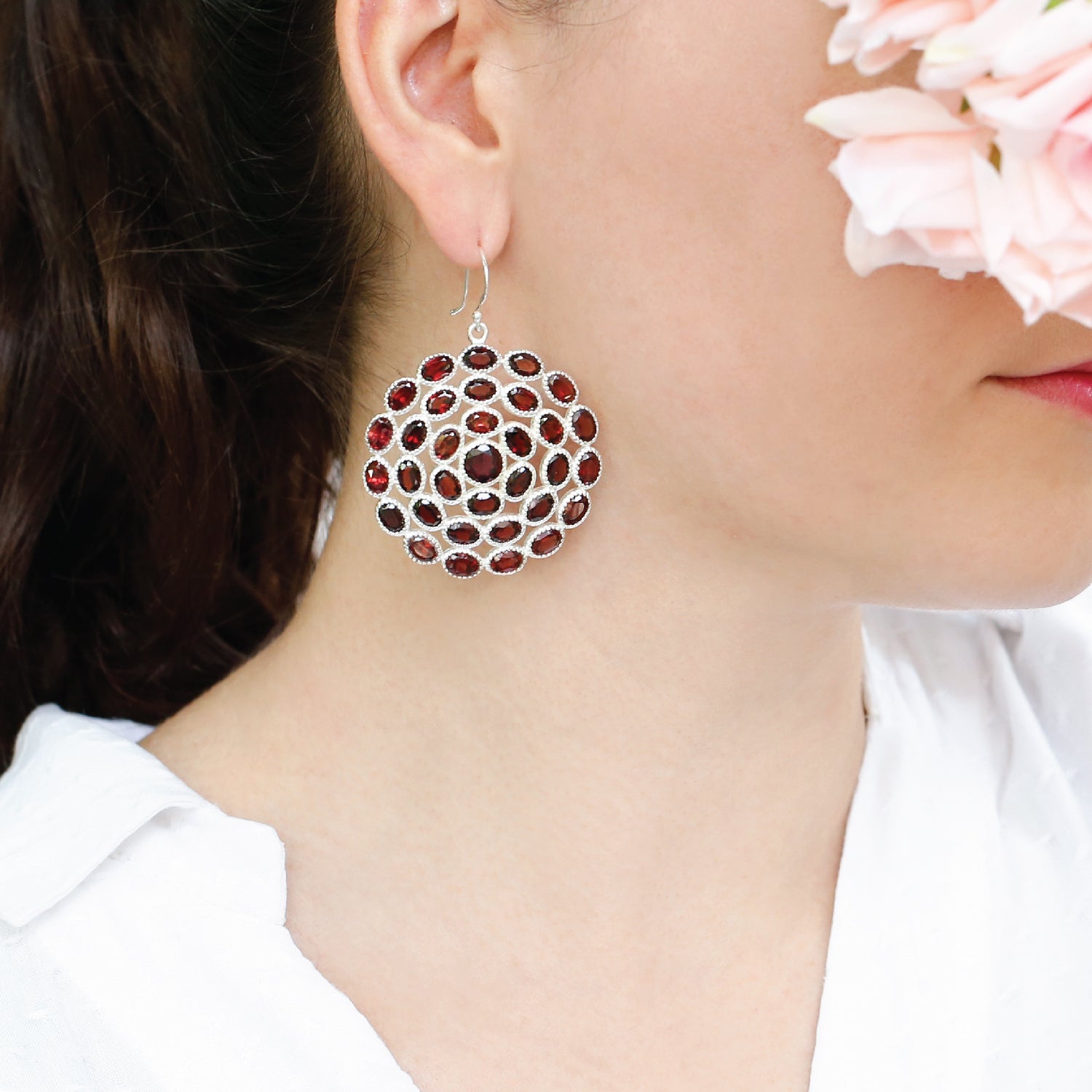 Emma Garnet Silver 925 Earrings