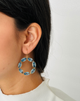 Blue Topaz Loop 18K Gold Earrings