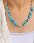 Boho Style Layered Silver 925 Turquoise Necklace