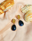 Gemstone Sapphire 18K Gold Plated Silver 925 Earrings