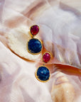 Camy Sapphire and Ruby 18K Gold Plated Silver Earrings