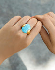 Boho Oval Turquoise Gemstone Silver 925 Ring