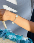 Gemstone Pearl and Blue Topaz Silver 925 Bracelet