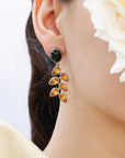 Gemstone Black star & Citrine Silver Earrings