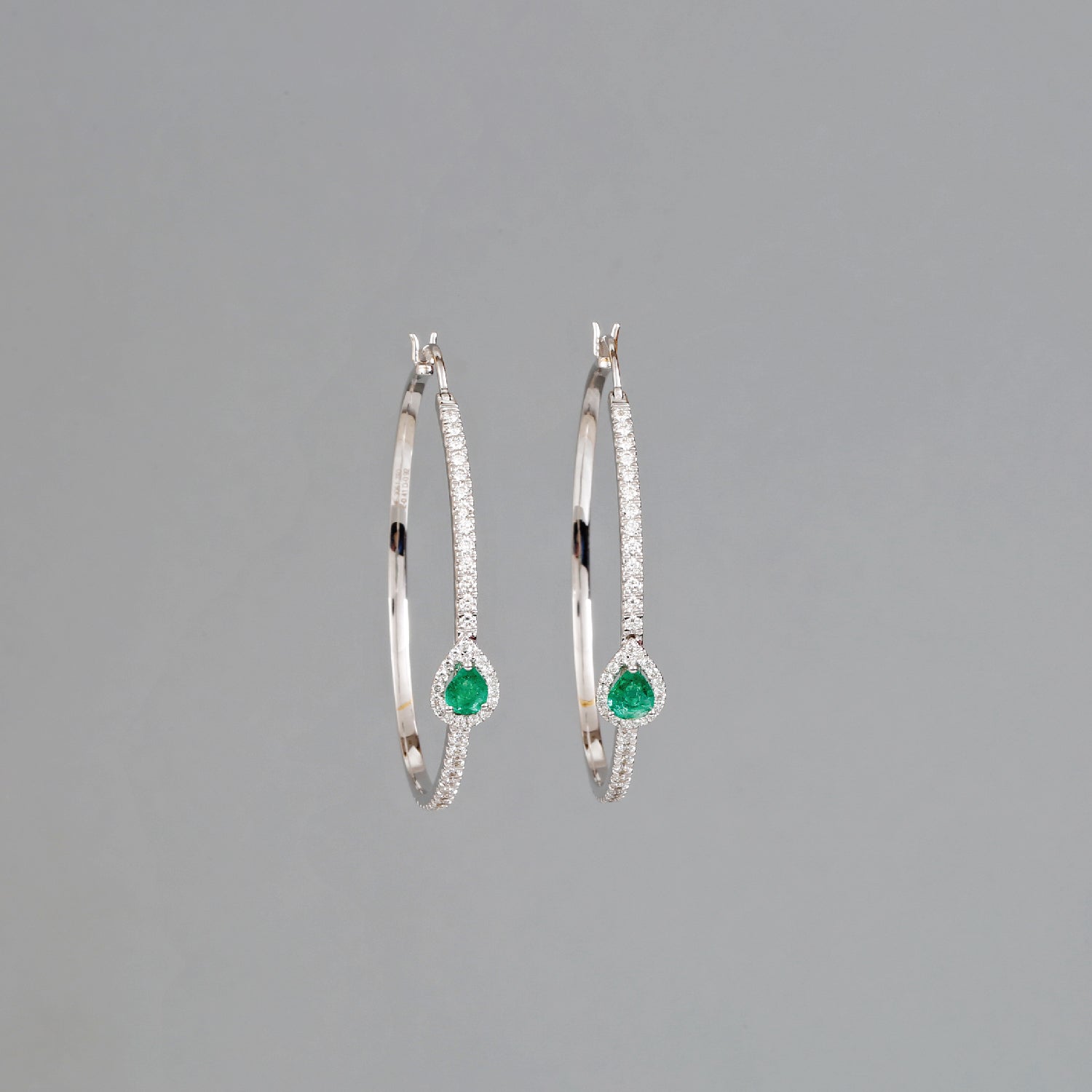 Diamonds & Emerald Hoop Earrings
