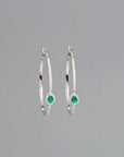 Diamonds & Emerald Hoop Earrings