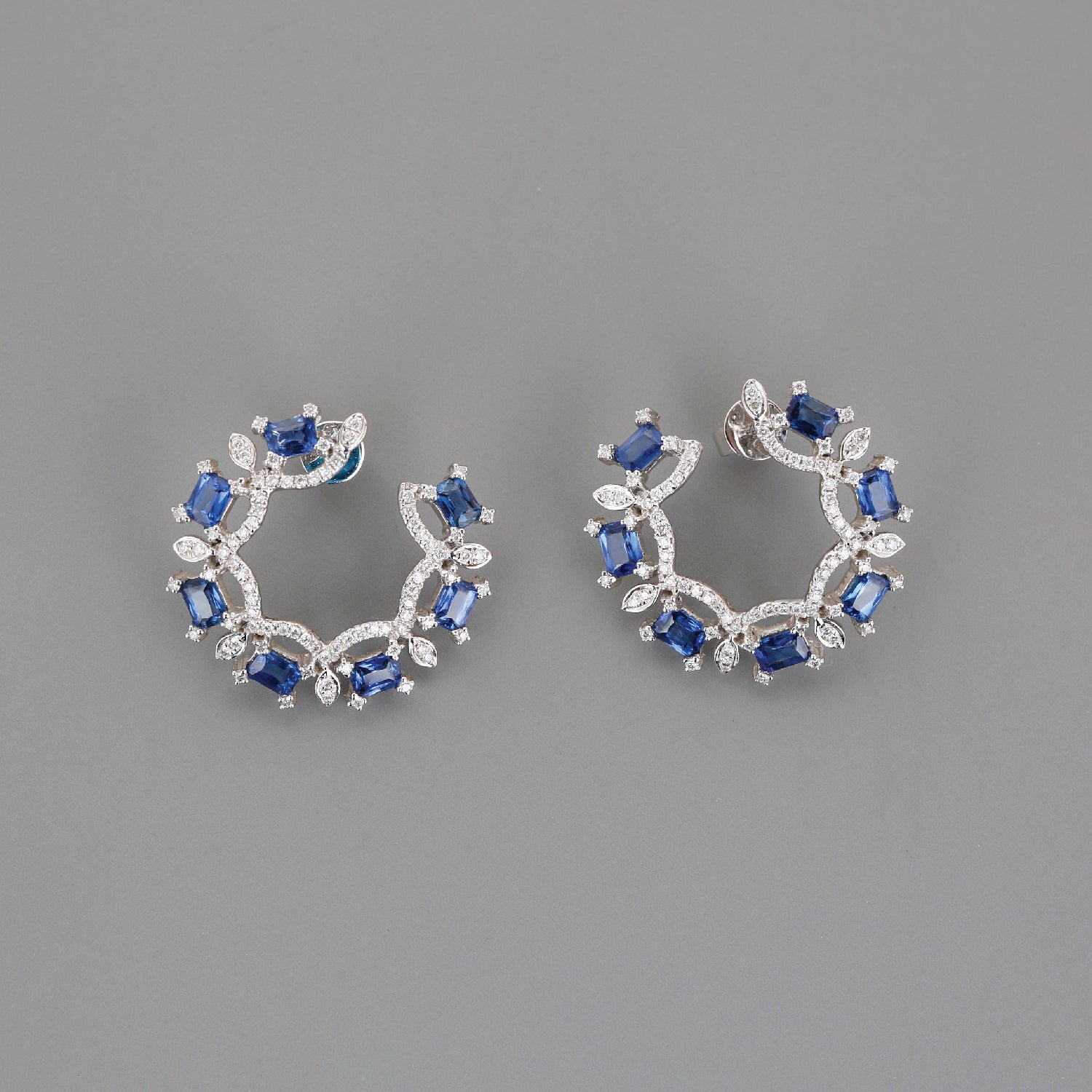 Sunbeam Sapphire Diamond Hoop Earrings