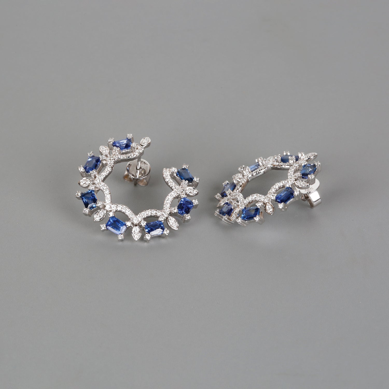 Sunbeam Sapphire Diamond Hoop Earrings