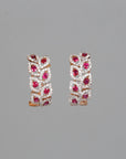 Curved Drop Ruby Diamond Earrings