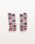 Curved Drop Ruby Diamond Earrings