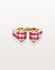 Anillo de diamantes y rubíes Art Déco contemporáneo