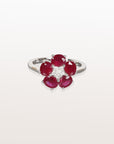 Anillo con motivo floral, rubí y diamantes