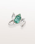 Lotus shape Emerald & Diamond 18K Gold Ring