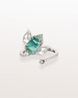 Lotus shape Emerald & Diamond 18K Gold Ring