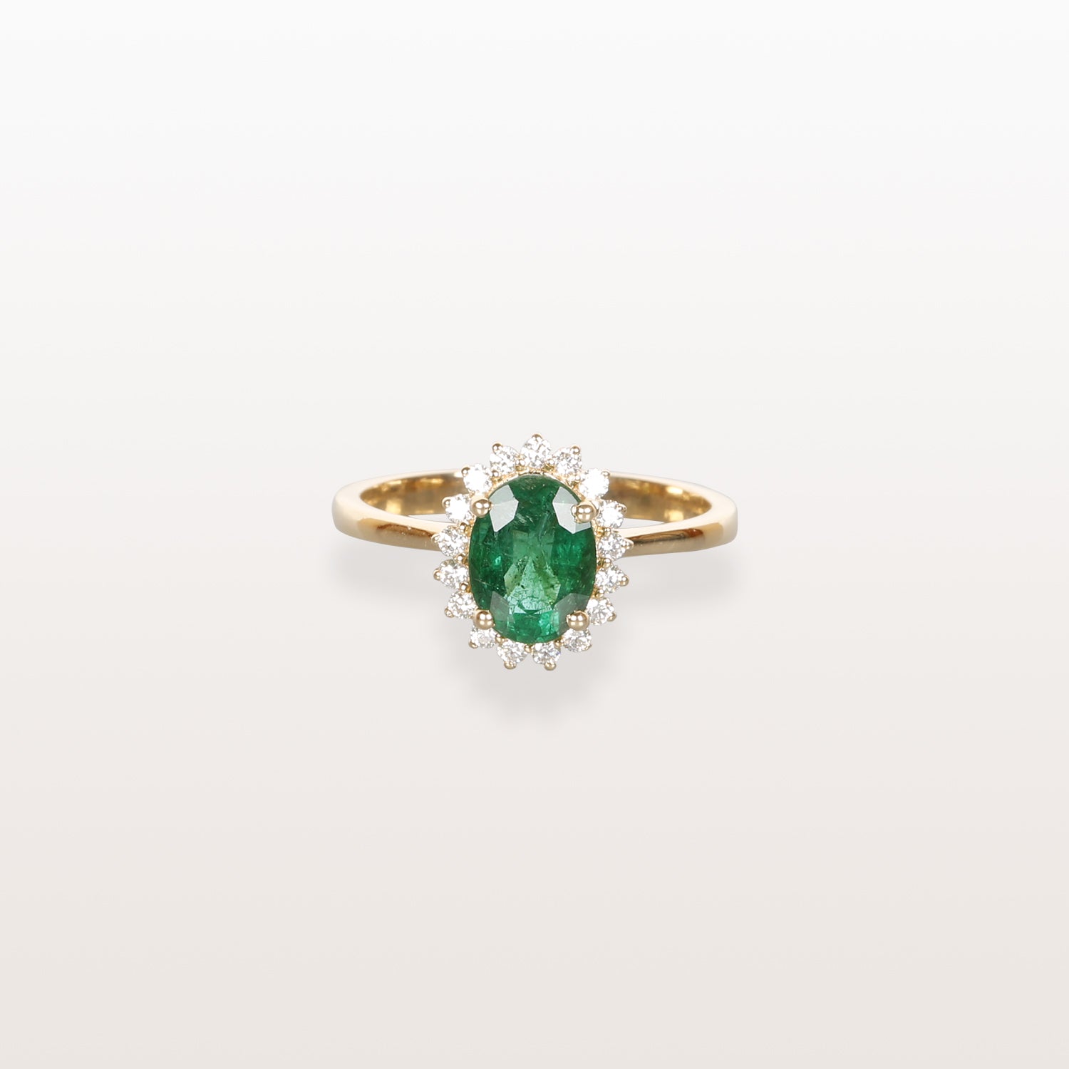 Emerald Diamond Gold Cluster Ring
