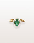 Emerald Diamond Gold Cluster Ring