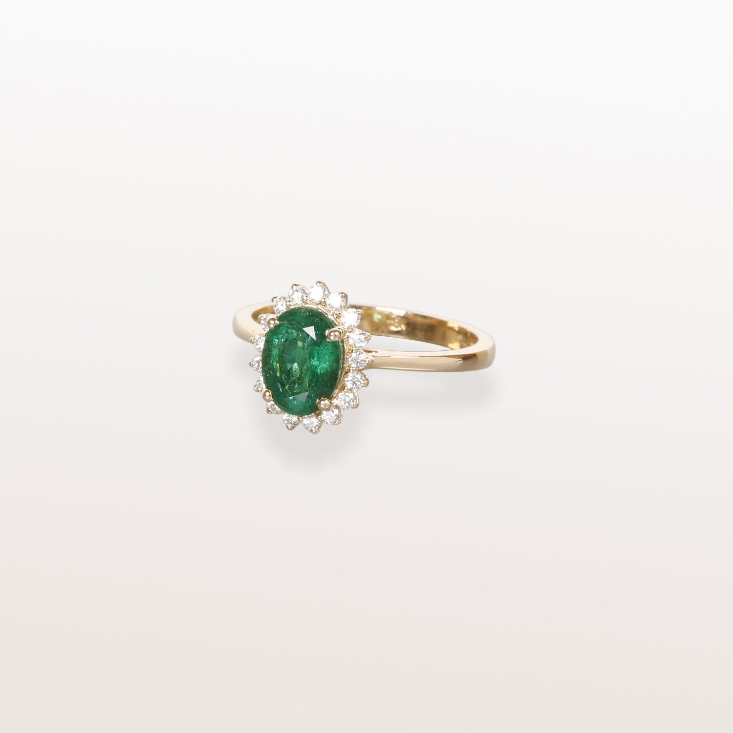 Emerald Diamond Gold Cluster Ring