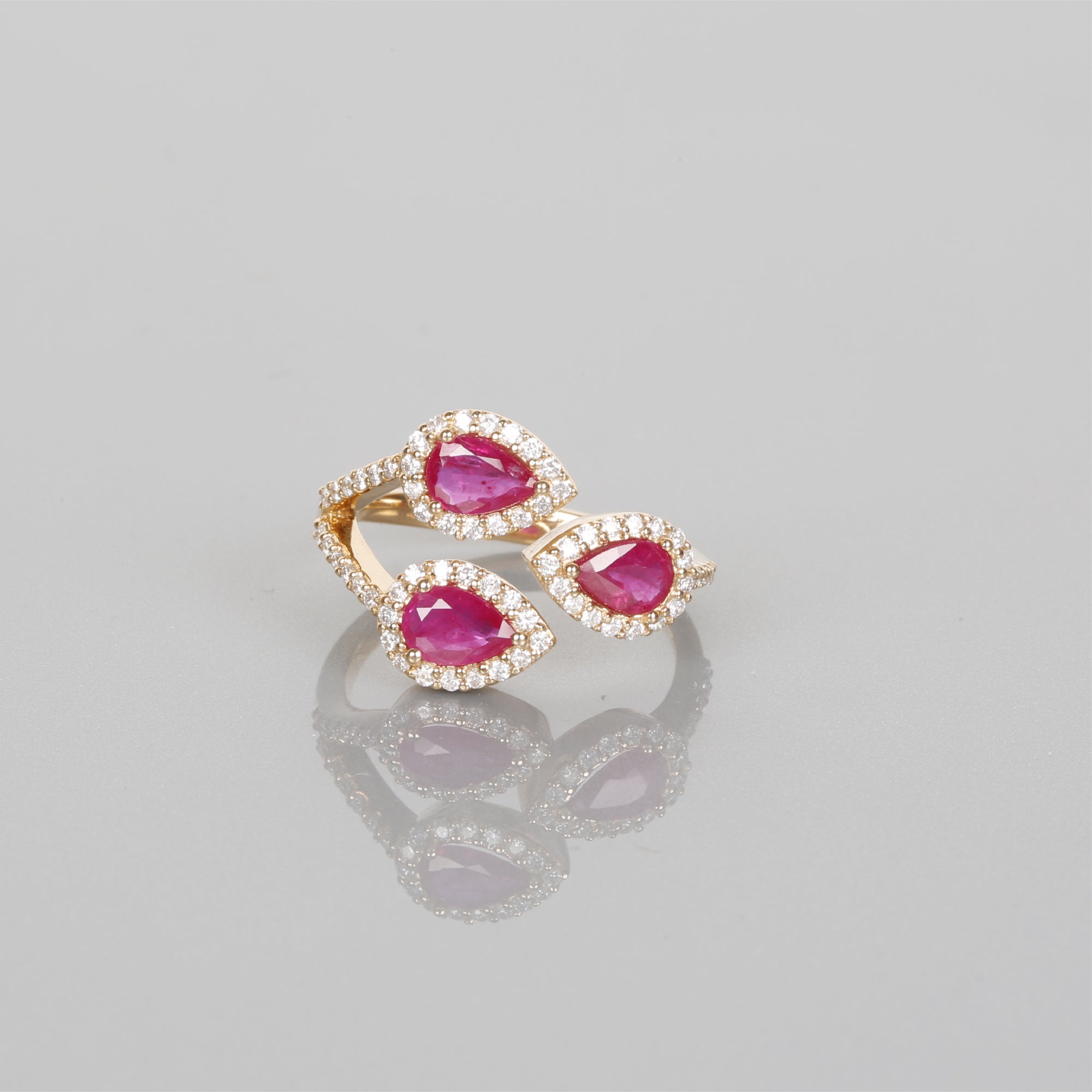 Troupee Three Rubies & Diamonds Ring