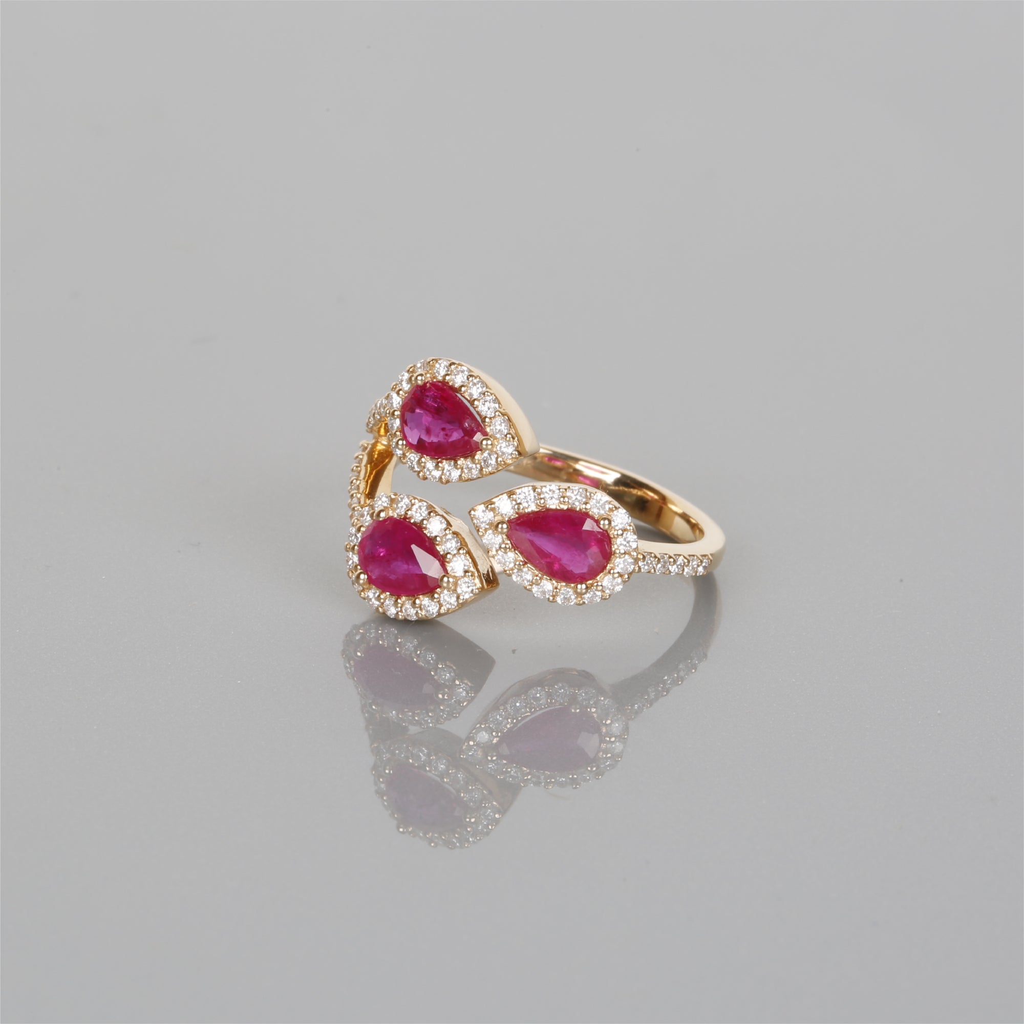 Troupee Three Rubies & Diamonds Ring