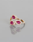 Troupee Three Rubies & Diamonds Ring