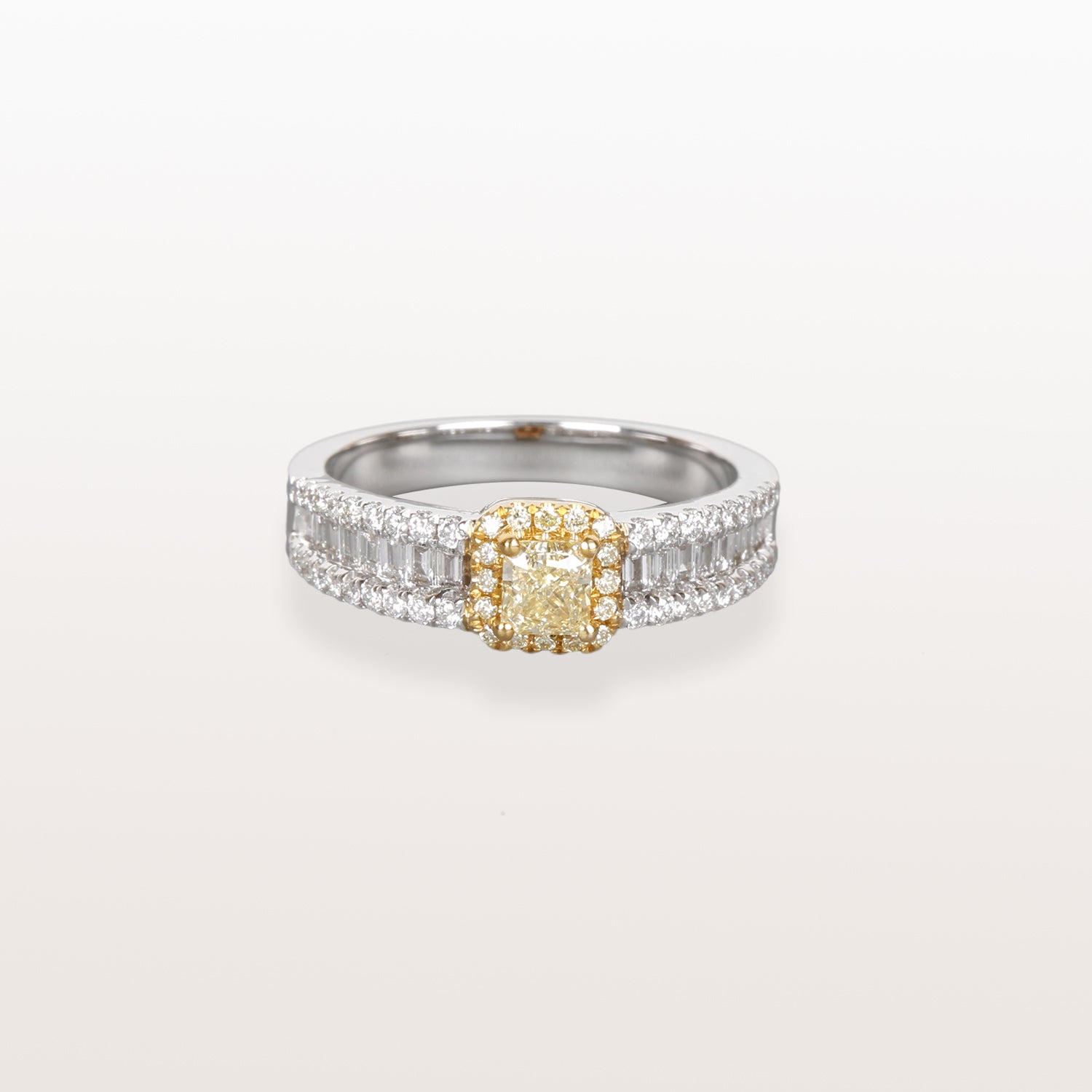 Halo Yellow & White Diamond Ring