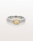 Halo Yellow & White Diamond Ring