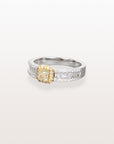 Halo Yellow & White Diamond Ring