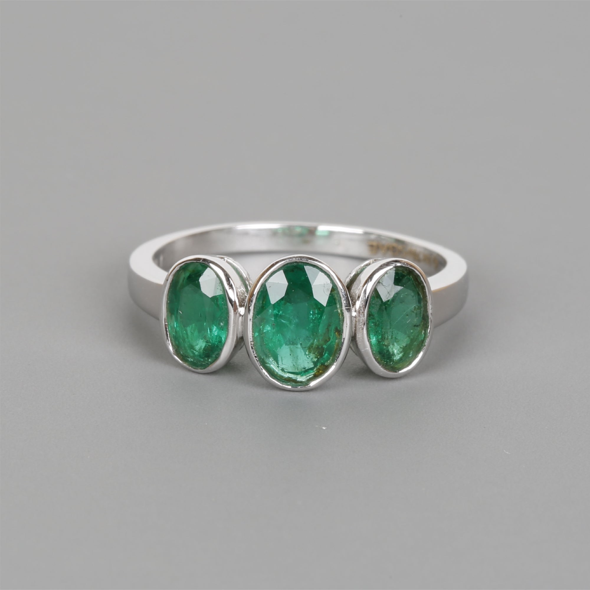 Three Emeralds White Gold Ring