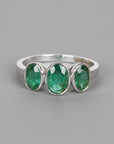 Three Emeralds White Gold Ring