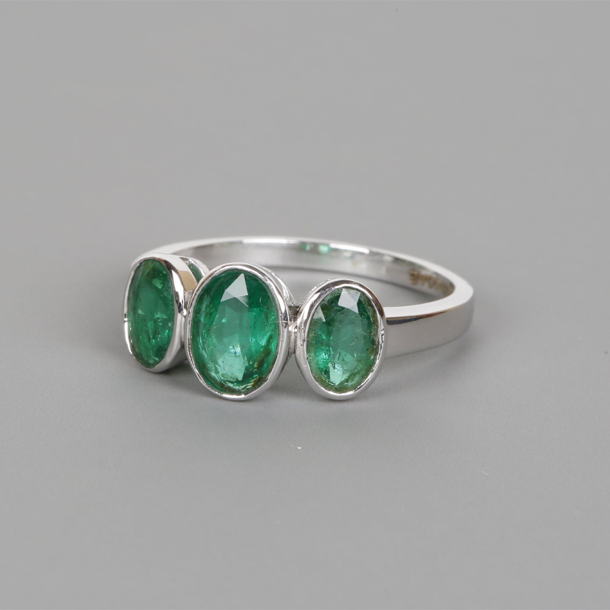 Three Emeralds White Gold Ring