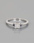 Square shape Diamond & Sapphire Ring