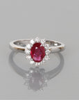Ruby Diamond White Gold Cluster Ring