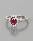 Ruby Diamond White Gold Cluster Ring