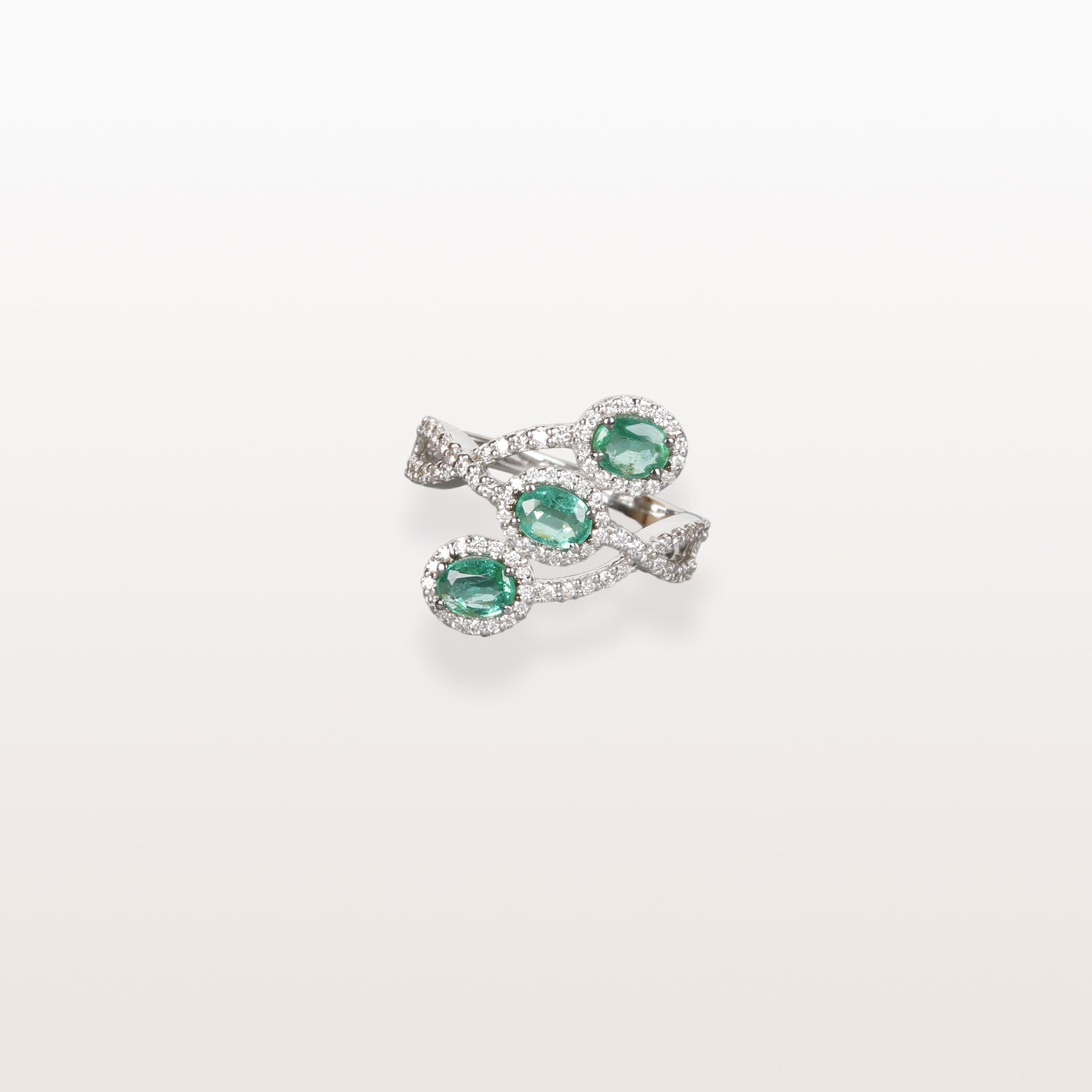 Emerald & Diamonds Crossover Ring