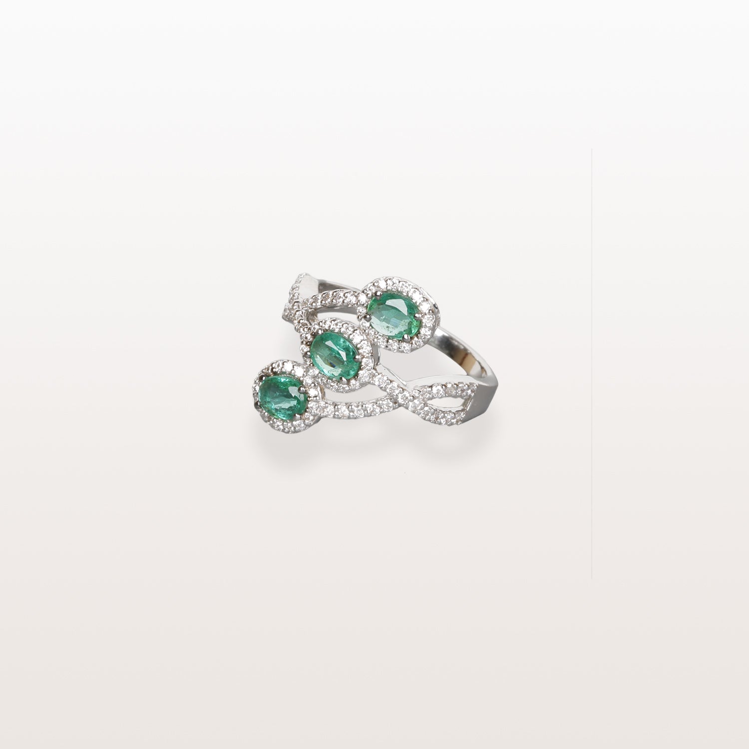 Emerald & Diamonds Crossover Ring