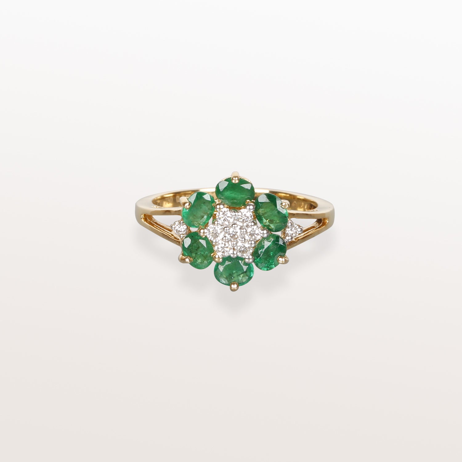 Floral Emerald & Diamond Ring