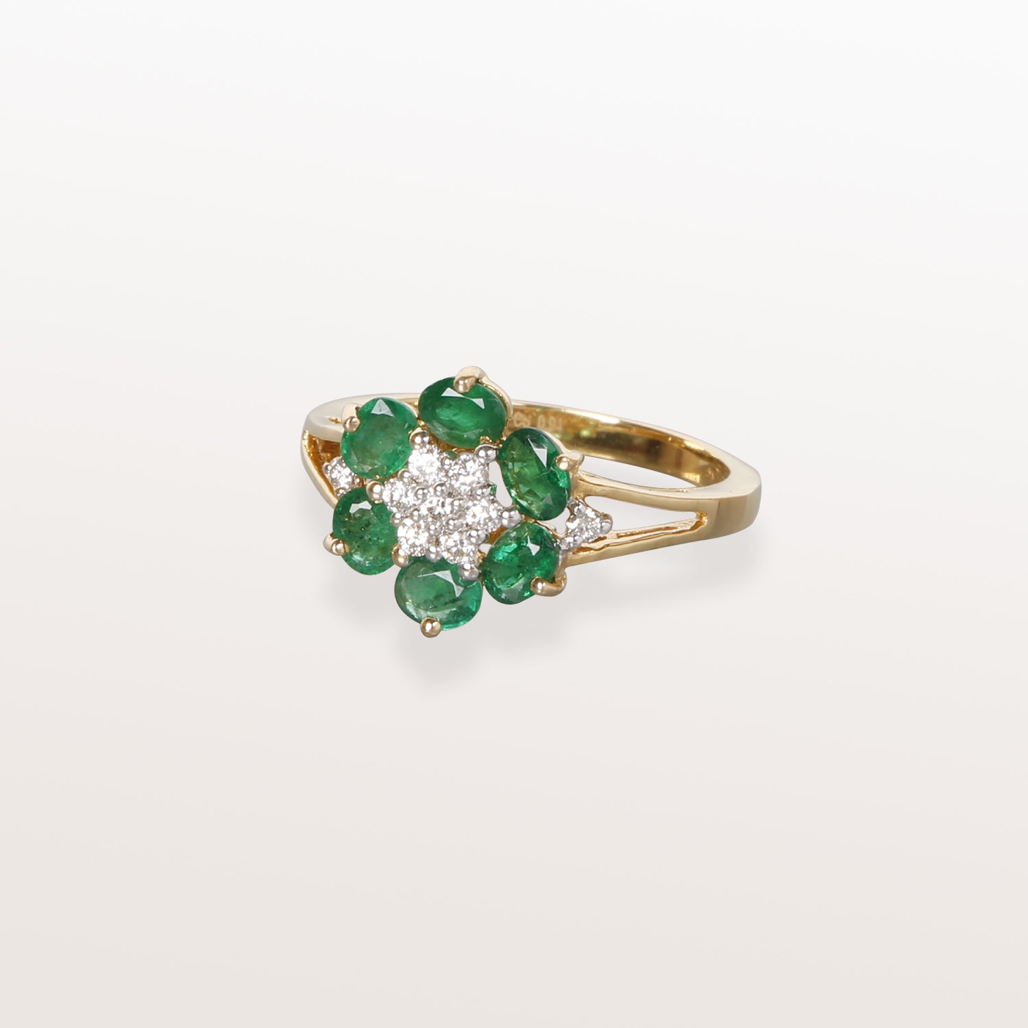 Floral Emerald & Diamond Ring