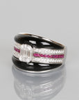 Ruby - Black Onyx & Diamond Dome Shape Ring
