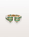 Contemporary Art Deco Emerald Diamond Ring