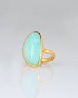 Marine Amazonite 18k Gold Plated Silver 925 Ring