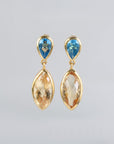 Roselia Blue Topaz & Citrine 18K Gold plated Silver 925 Earrings