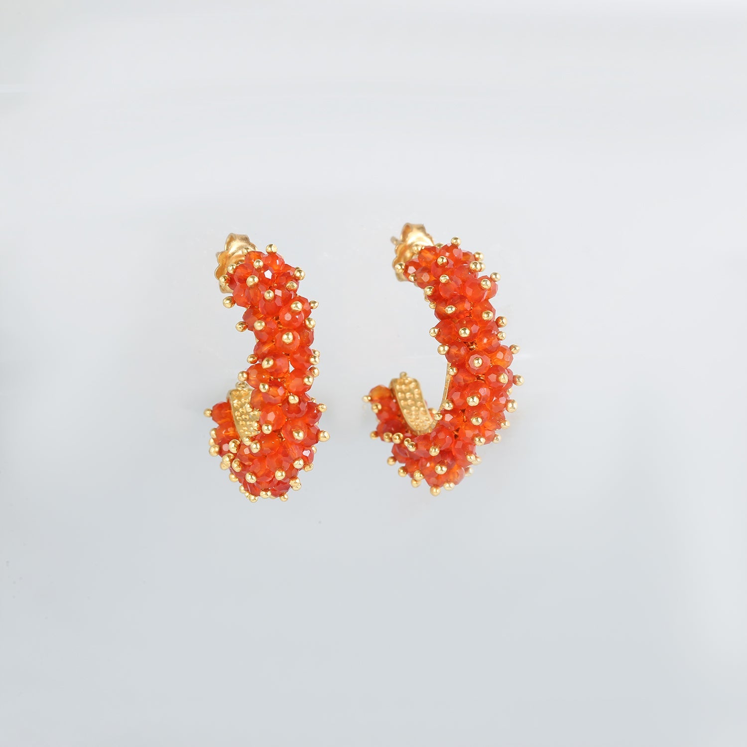 Dahlia Gemstone 18k Gold Plated Silver 925 Hoop Earrings