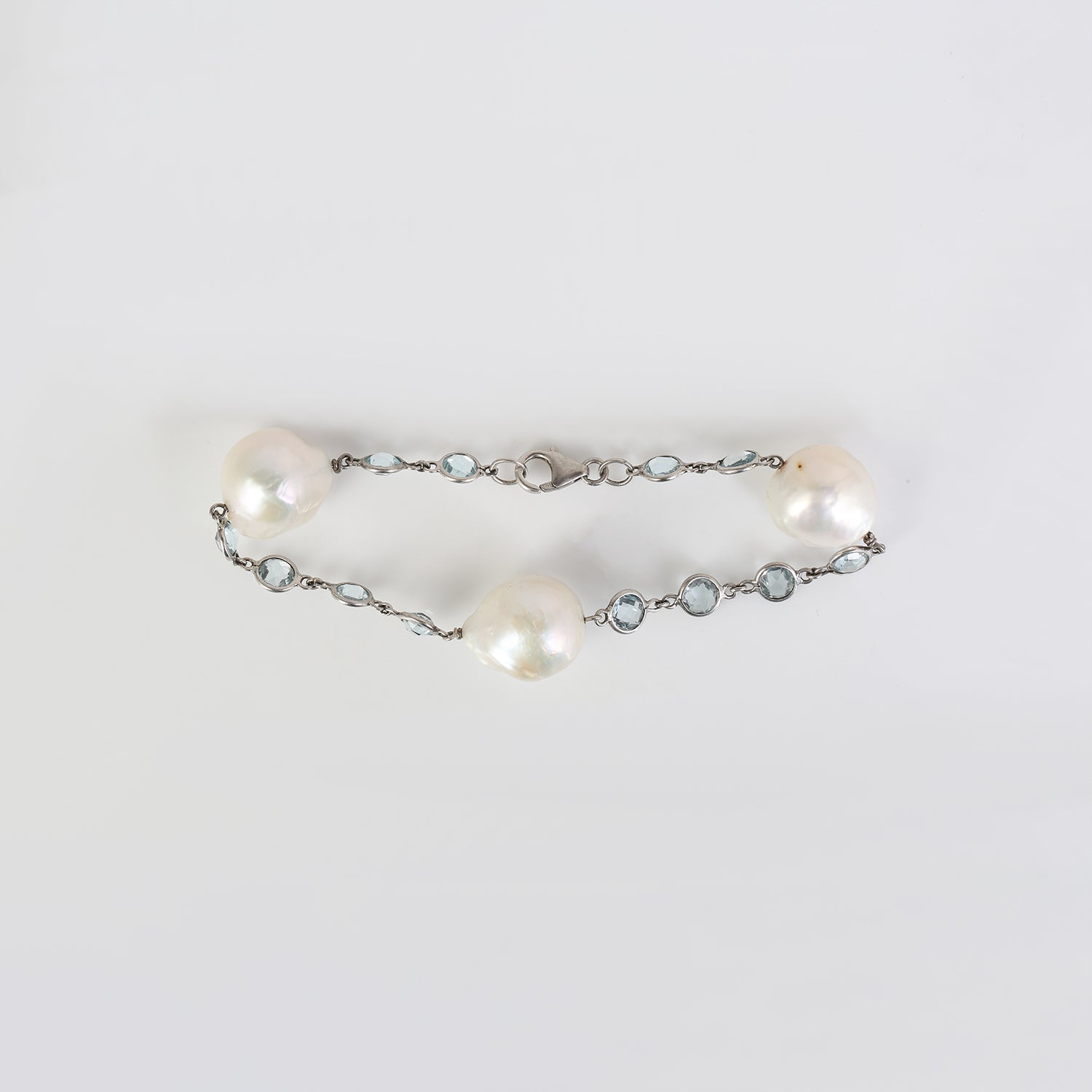 Pellet Pearl and Blue Topaz Silver 925 Bracelet