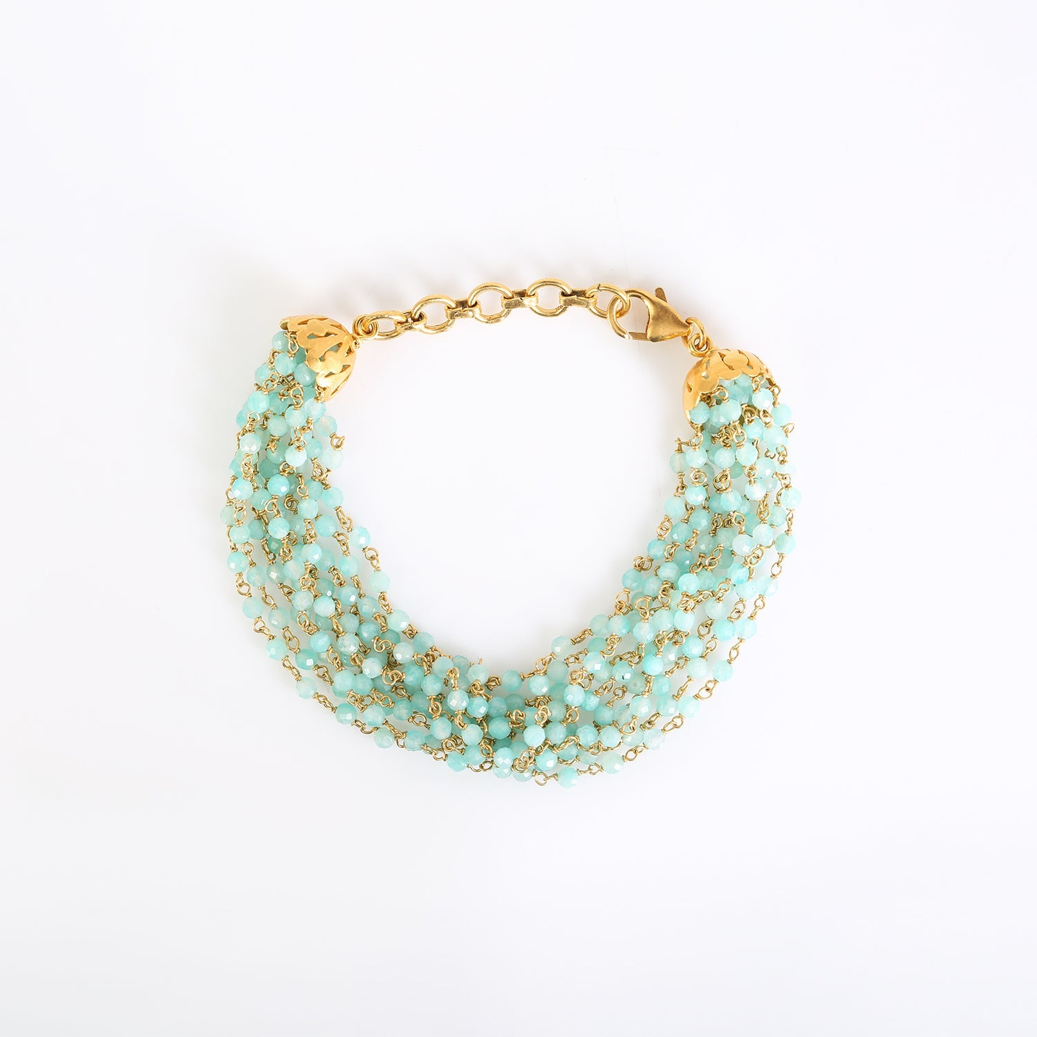 Beady Gemstone 18k Gold Plated Silver 925 Bracelet