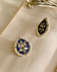 Festive Blue with Pearls Silver 925 stud earrings