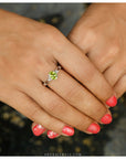 buy silver ring, sterling silver ring, buy peridot ring, peridot jewelry, green ring
Silver 925 Peridot & Diamond Ring