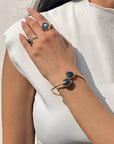 Gemstone Sapphire 18K Gold Plated Silver Bangle